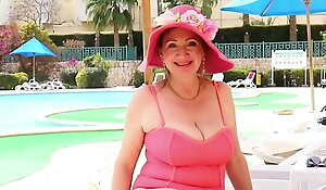 The Rosy Pantheress: Granny Maria’s Flirty Fun in the Sun down Young Man and shows him all her private parts