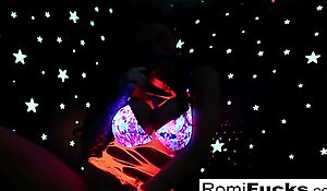 Romi rain plays with a disco ball before stuffing toying her pussy
