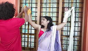 Bdsm and blindfolded Vaishnavy in saree and bra by Sharun Raj, Saree removal and hand roped blinfolded bra romance, Hot bdsm love