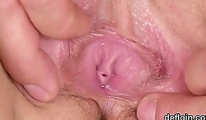 Erotic kitten gapes slim pussy added to gets deflorated