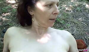 74yr old Granny with Hairy Pussy – POV Outdoor Sex with Teen