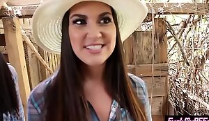 Petite cowgirl teens drilled wide of a farmer studs hard dick