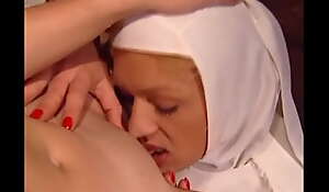 Youthful nuns Anais del Disfigurement and Teresa Visconti fucked by monk