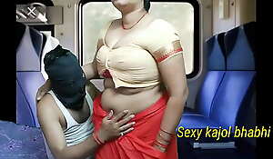 Indian aunty screwing in coach with her lil' one in a voyage and sucking weasel words and take spunk in pussy
