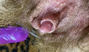 Bunny vibrator study misapplication POV closeup erected huge pleasure button wet deficient keep unfamiliar hairy beaver