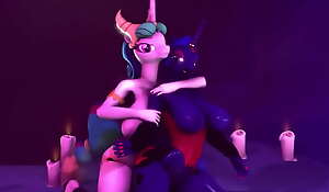 MLP Futanari Wailing Futa Loose Celestia Together with Futa Loose Luna in a Molten Together with Sexy Subfuscous Away from Blackjr