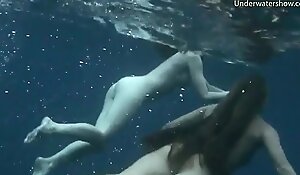 Underwater swimming girls primarily Tenerife
