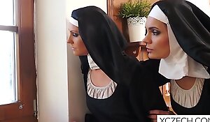 Crazy cooky nuns smear the floor roughly vaginas