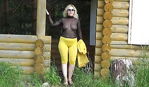 Lady in yellow, sunny summer)