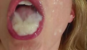 Blonde big-titted milf swallows a fat jizz shot after prosecution anal on camera with her husband